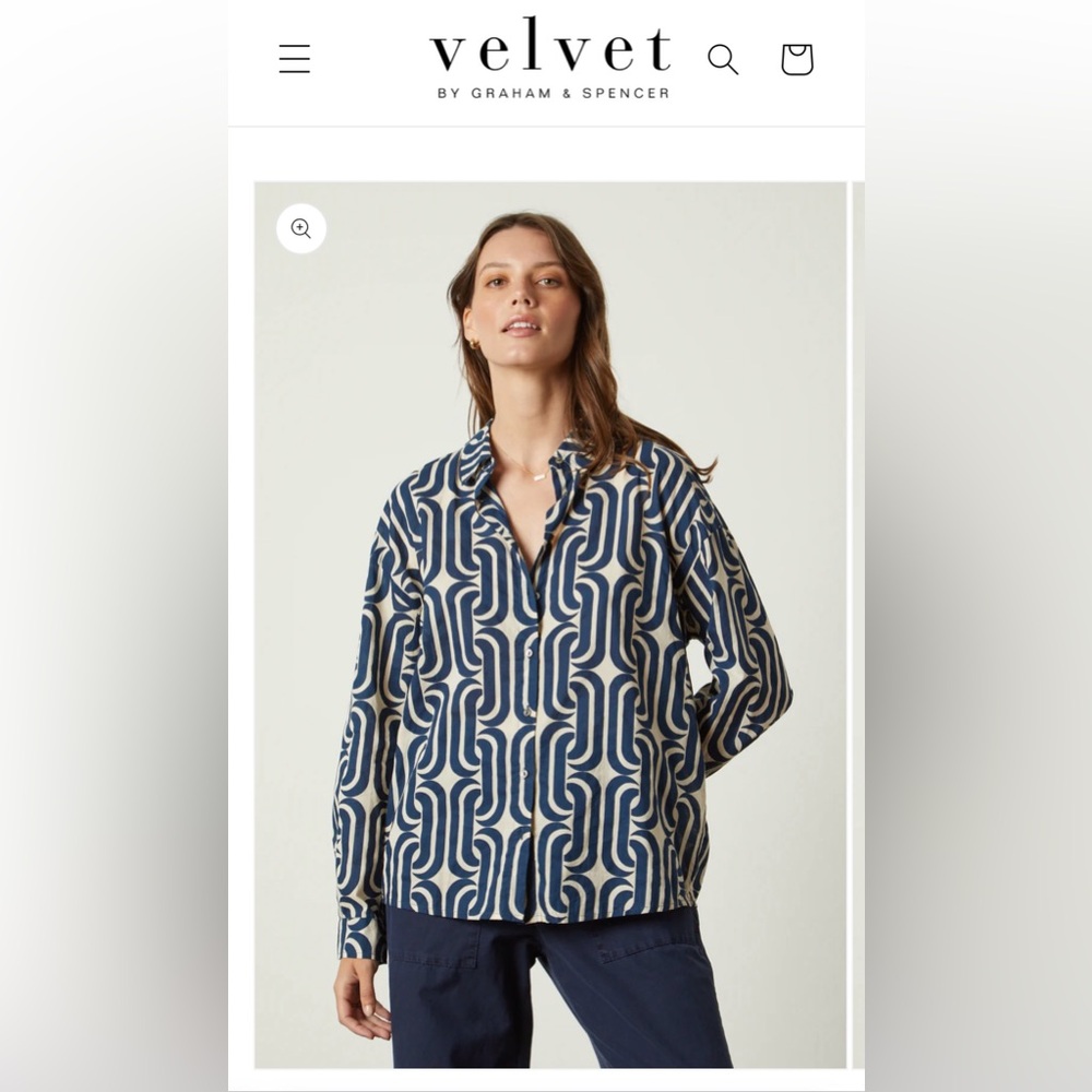 Velvet by Graham & Spencer, Annalise printed cotton  blouse, size Large